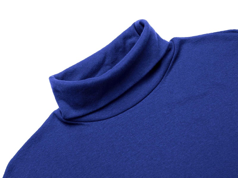 Poriff Men's Casual Slim Fit Basic Tops Knitted Turtleneck Pullover Long Sleeve Sweater Blue S - Image 4